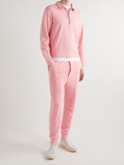 TOM FORD - Leather-Trimmed Jersey Half-Zip Sweatshirt - Pink