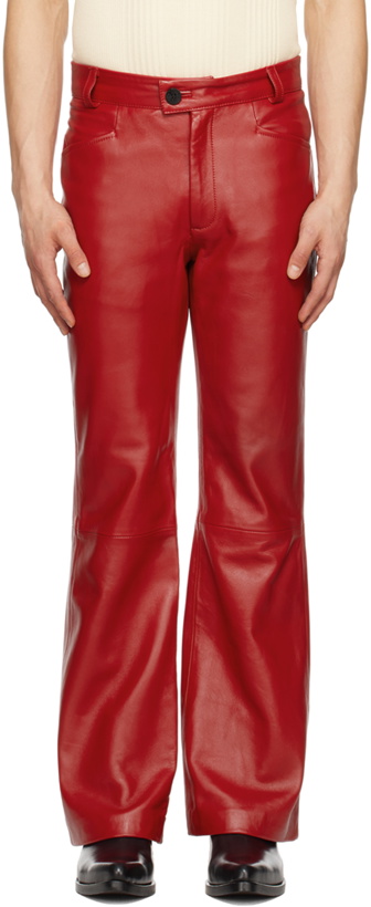 Photo: Ernest W. Baker Red Flared Leather Trousers