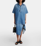 Plan C Asymmetric denim midi skirt