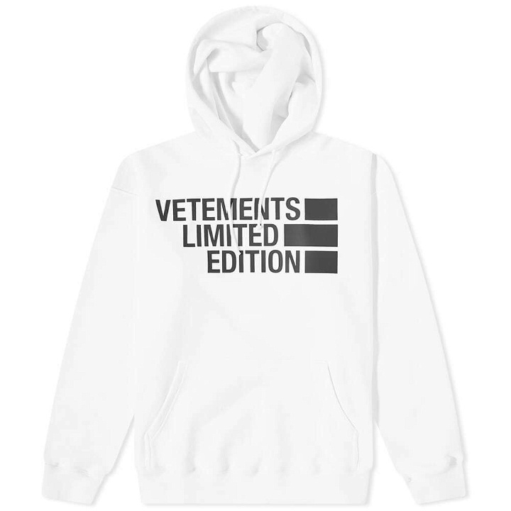 Photo: VETEMENTS Men's Big Logo Limited Edition Popover Hoody in White
