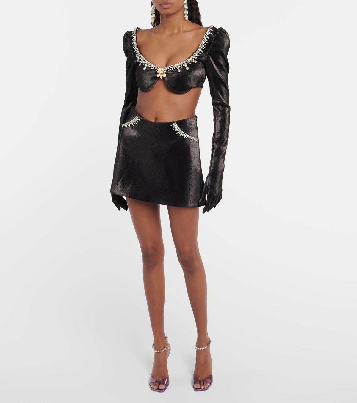 Miss Sohee Embellished bra top with gloves