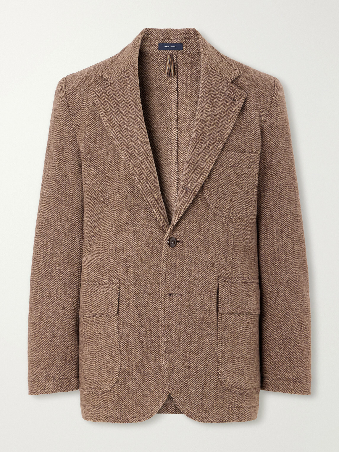 Drake's - Games Herringbone Virgin Wool-Tweed Blazer - Brown