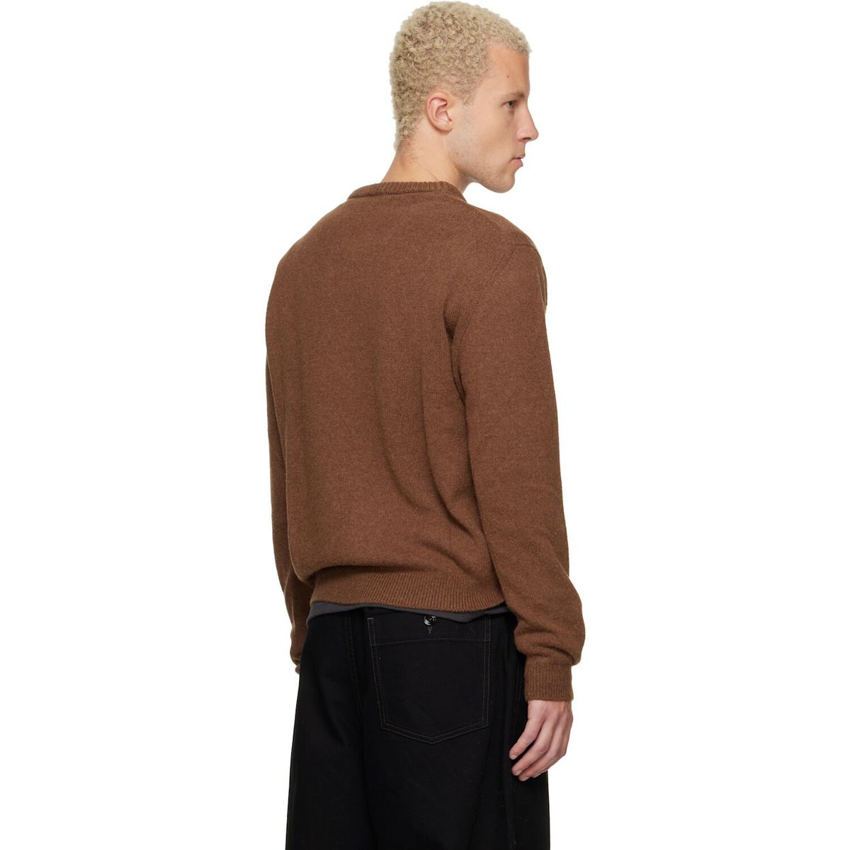 LEMAIRE Brown Crew-Neck Alpaca Wool Blend Sweater