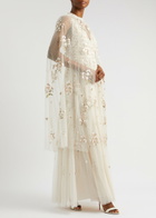 Needle & Thread Posy Floral-embroidered Tulle Cape Cream