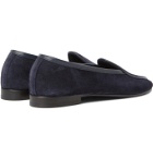 George Cleverley - Hampton Leather-Trimmed Suede Loafers - Blue