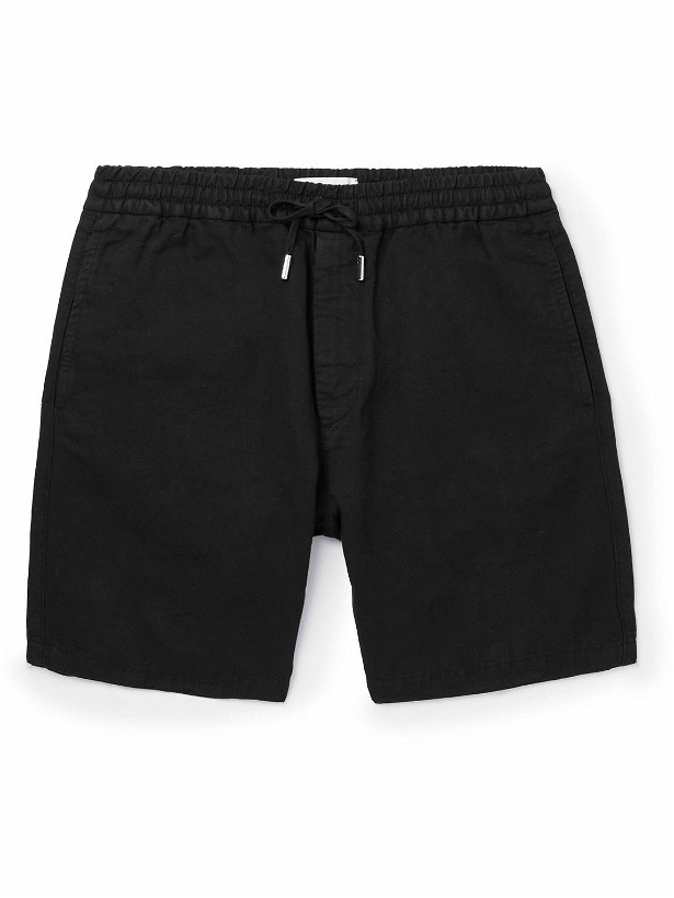 Photo: Mr P. - Straight-Leg Cotton and Linen-Blend Twill Drawstring Shorts - Black