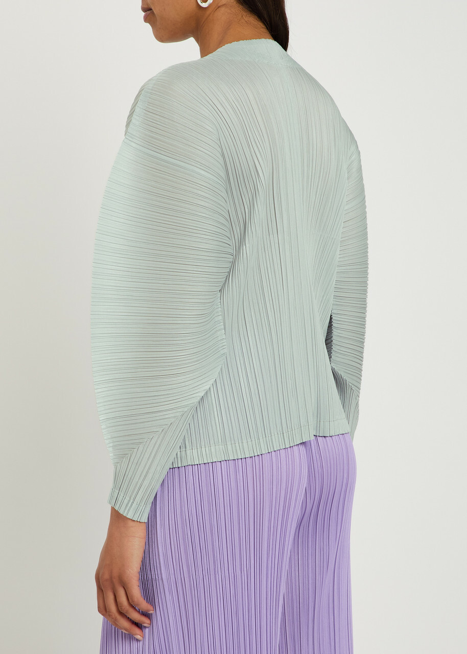 Pleats Please Issey Miyake Pleated Zip-through Woven top Light Grey