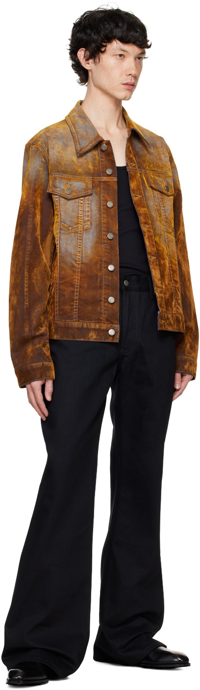 COÛT DE LA LIBERTÉ Orange Johnny Stretch Suede Denim Jacket