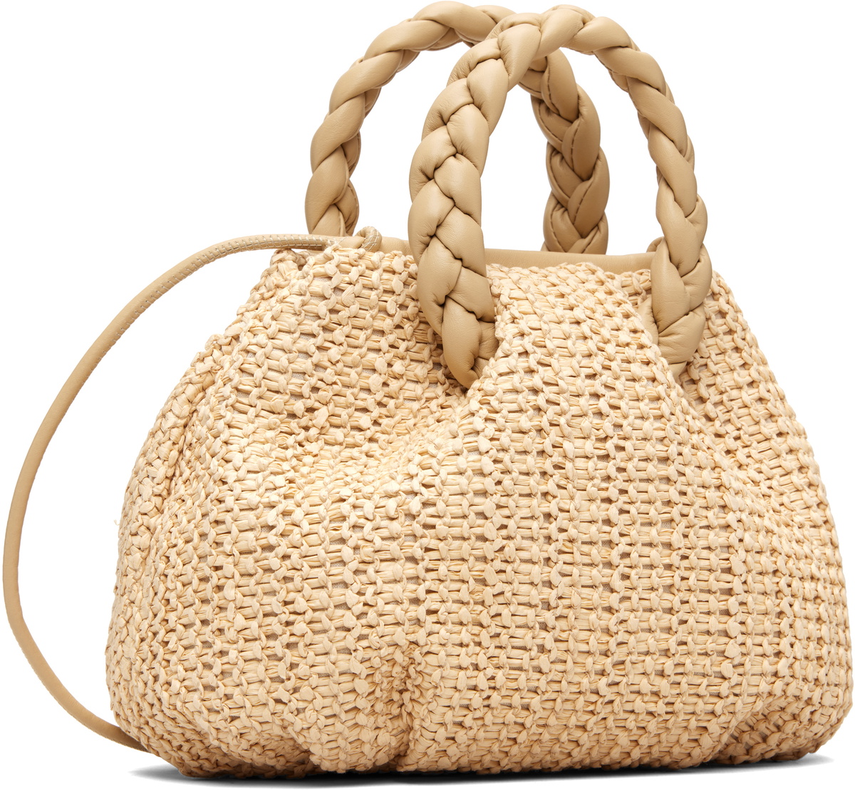 HEREU Beige Bombon M Raffia Bag