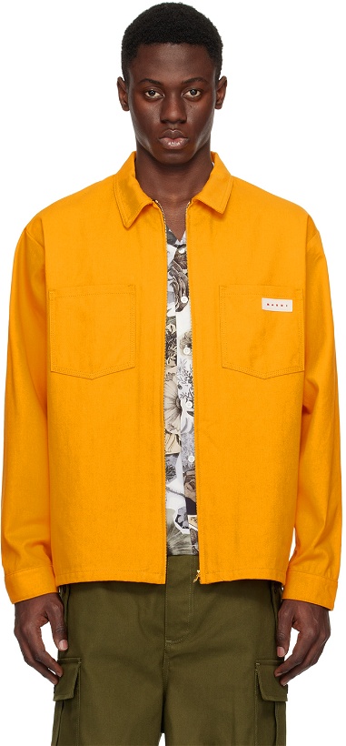 Photo: Marni Orange Zip-Up Long Sleeve Shirt