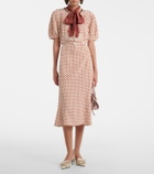 Prada Scarf-detail polka-dot silk midi dress