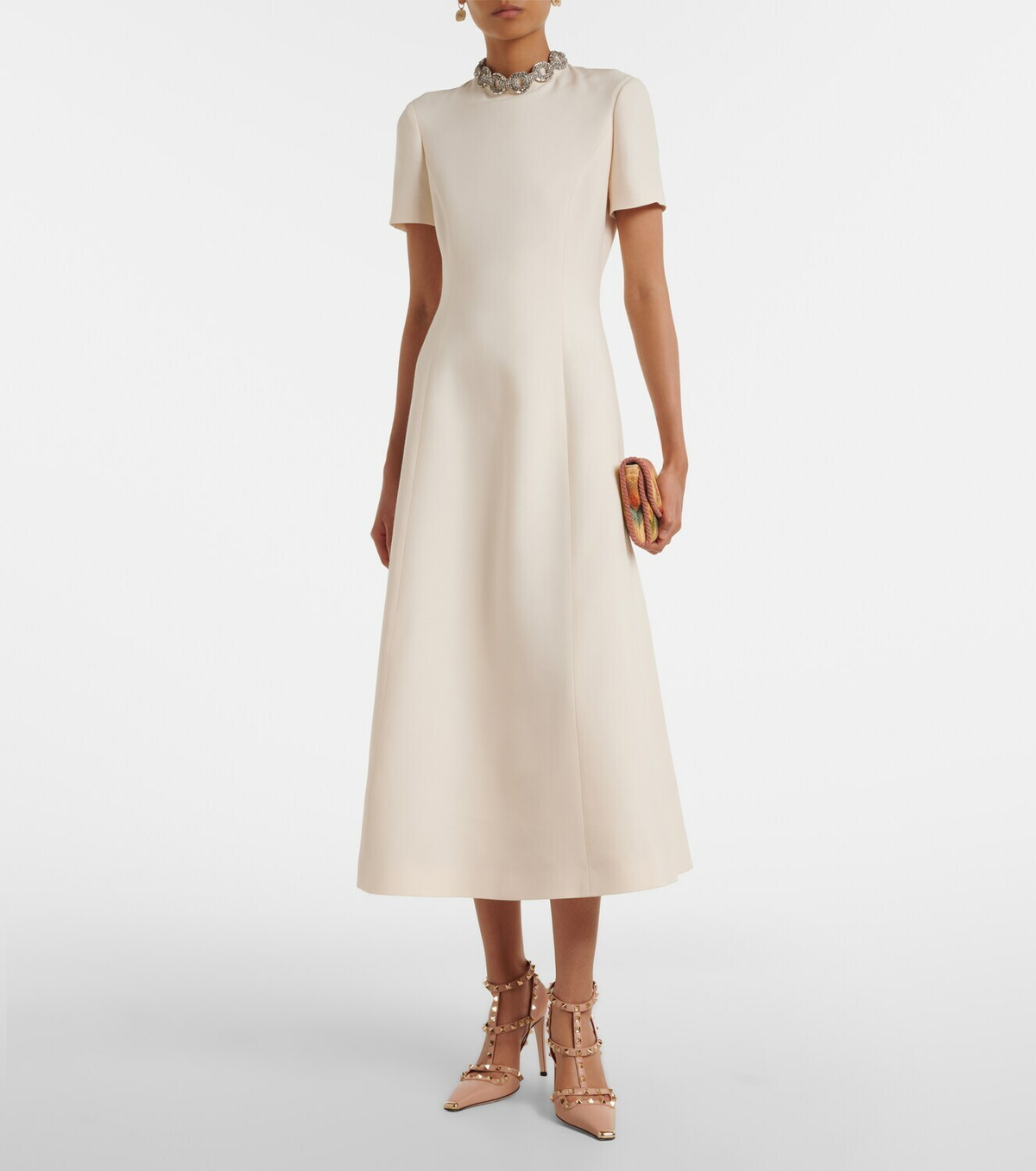 Valentino Crepe Couture embellished midi dress