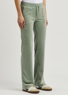 Juicy Couture Del Ray Logo-embroidered Velour Sweatpants Green
