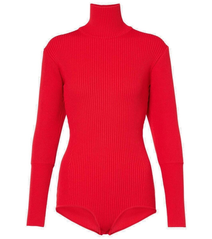 Photo: Magda Butrym Ribbed-knit turtleneck bodysuit