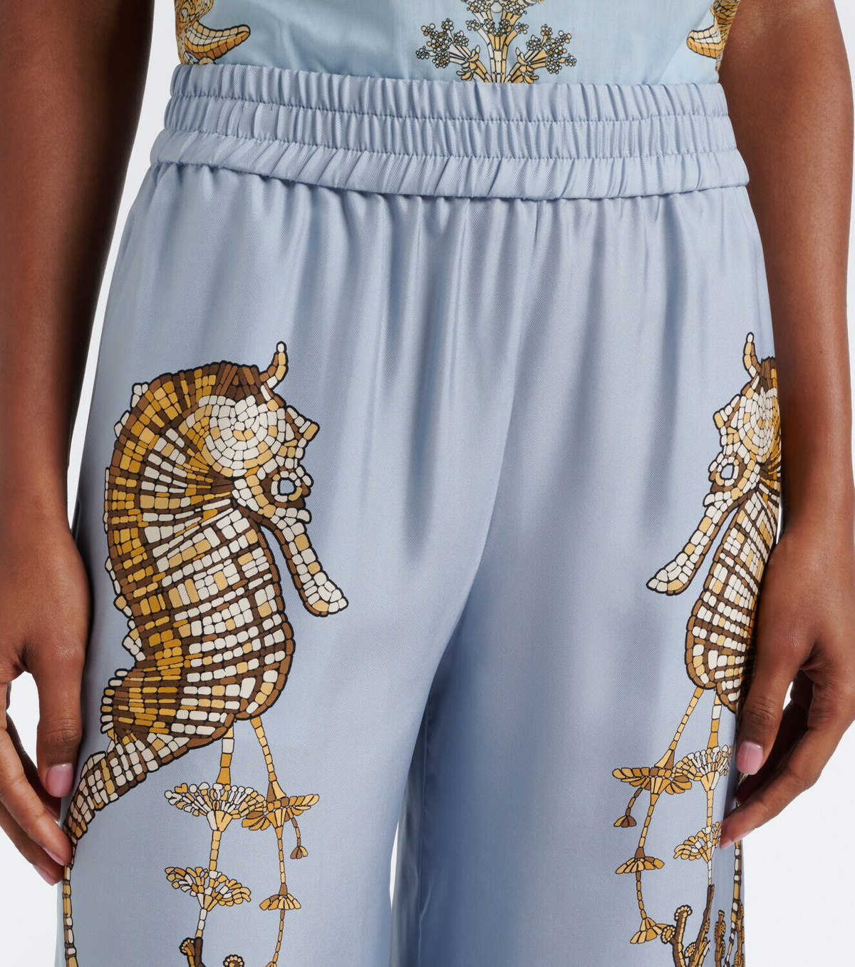La DoubleJ Printed silk twill palazzo pants