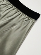 TOM FORD - Velvet-Trimmed Stretch-Silk Satin Boxer Briefs - Green