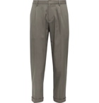 Club Monaco - Slim-Fit Cropped Pleated Tencel and Cotton-Blend Trousers - Gray