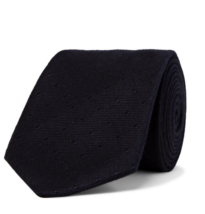 Photo: Turnbull & Asser - 8cm Polka-Dot Silk and Cashmere-Blend Jacquard Tie - Blue