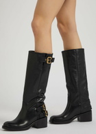 Chloe New Bikers 70 Leather Knee-high Boots Black