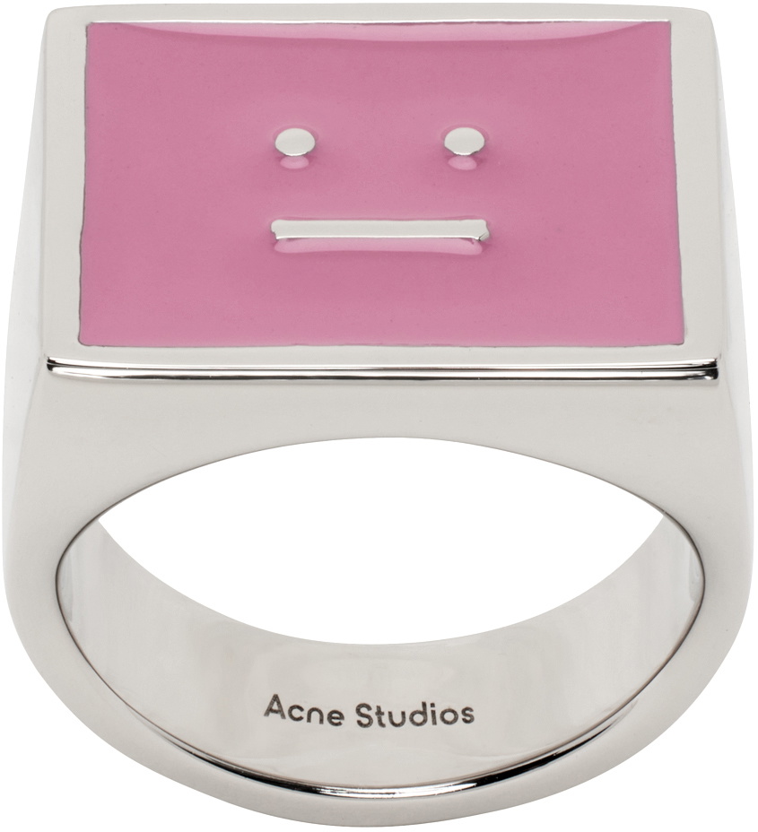 Acne Studios Silver & Pink Enamel Ring