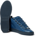 Balenciaga - Arena Creased-Leather High-Top Sneakers - Men - Navy