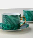 L'Objet - Malachite set of 2 teacups and saucers