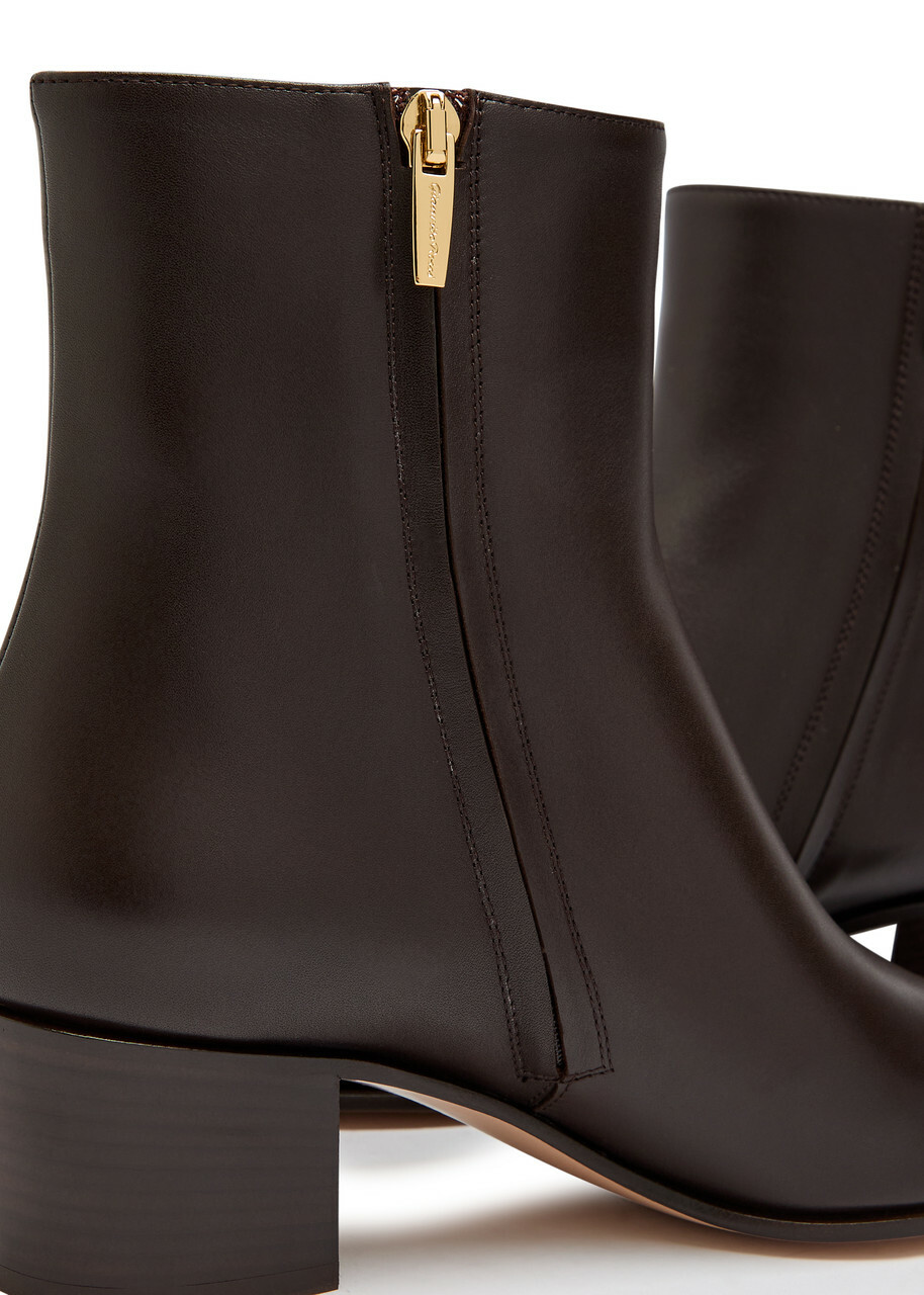 Gianvito Rossi Spencer 45 Leather Ankle Boots Brown