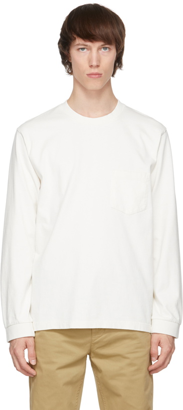 Photo: Nudie Jeans White Heavy Pocket Rudi Long Sleeve T-Shirt