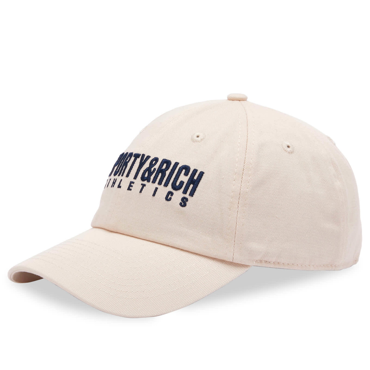 Sporty & Rich Men's Team Logo Embroidered Cap in Cream/Navy 