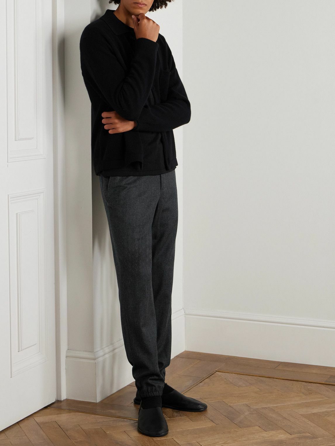 Zegna - Tapered Wool Trousers - Gray