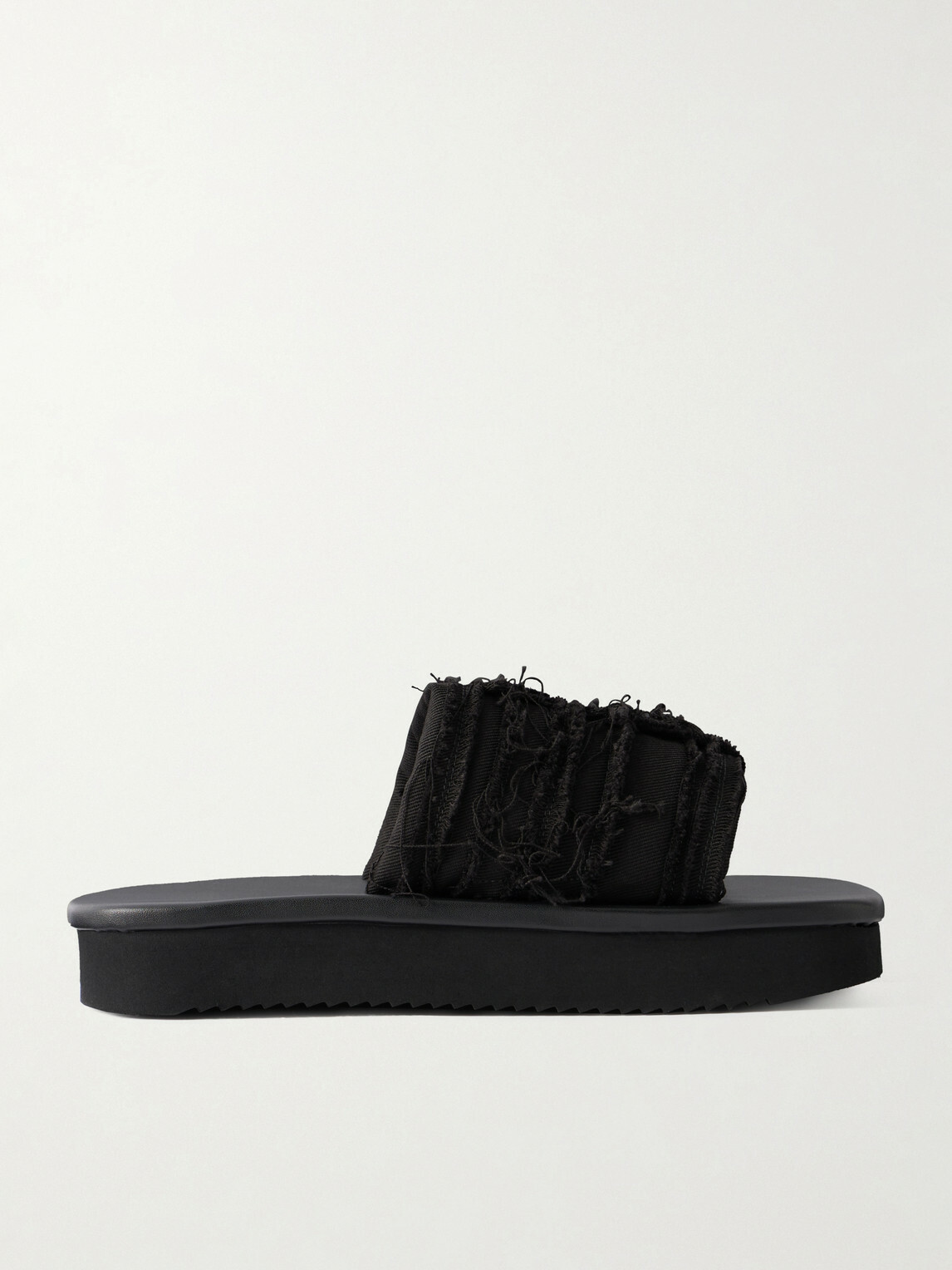 DRKSHDW by Rick Owens - Frayed Denim Slides - Black
