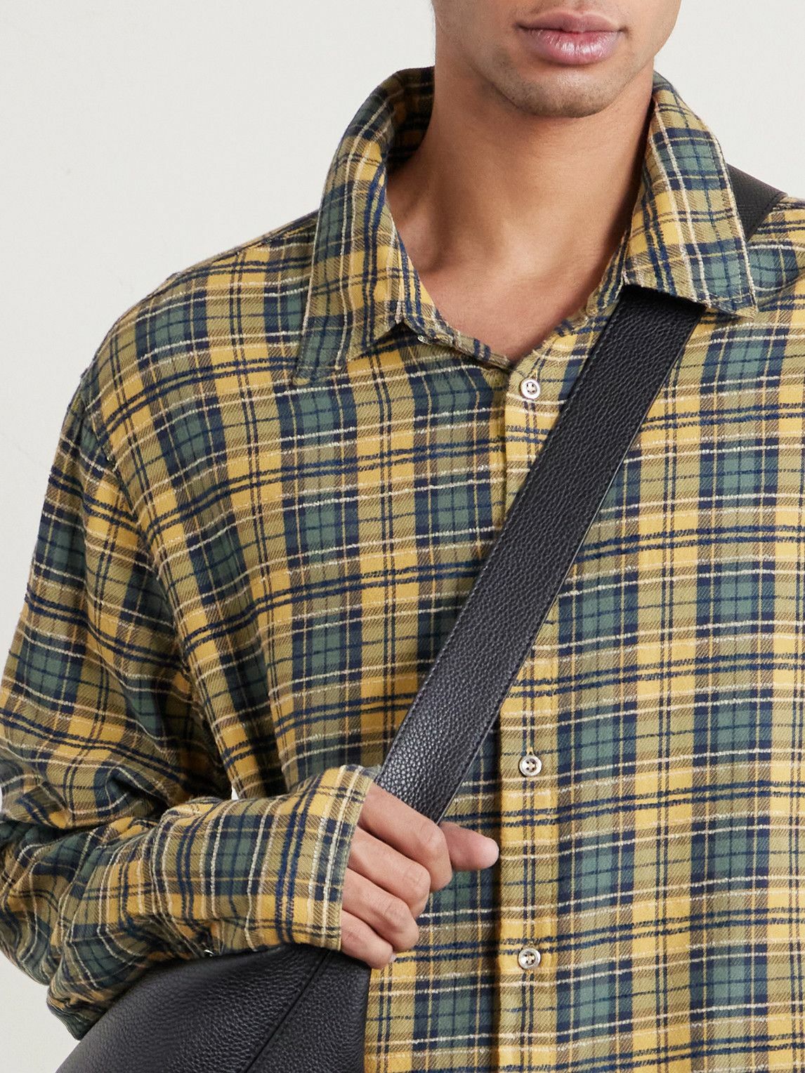 424 - HOORSENBUHS Checked Cotton-Blend Flannel Shirt - Yellow