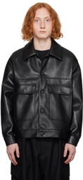 Lownn Black Relaxed Fit Faux-Leather Jacket