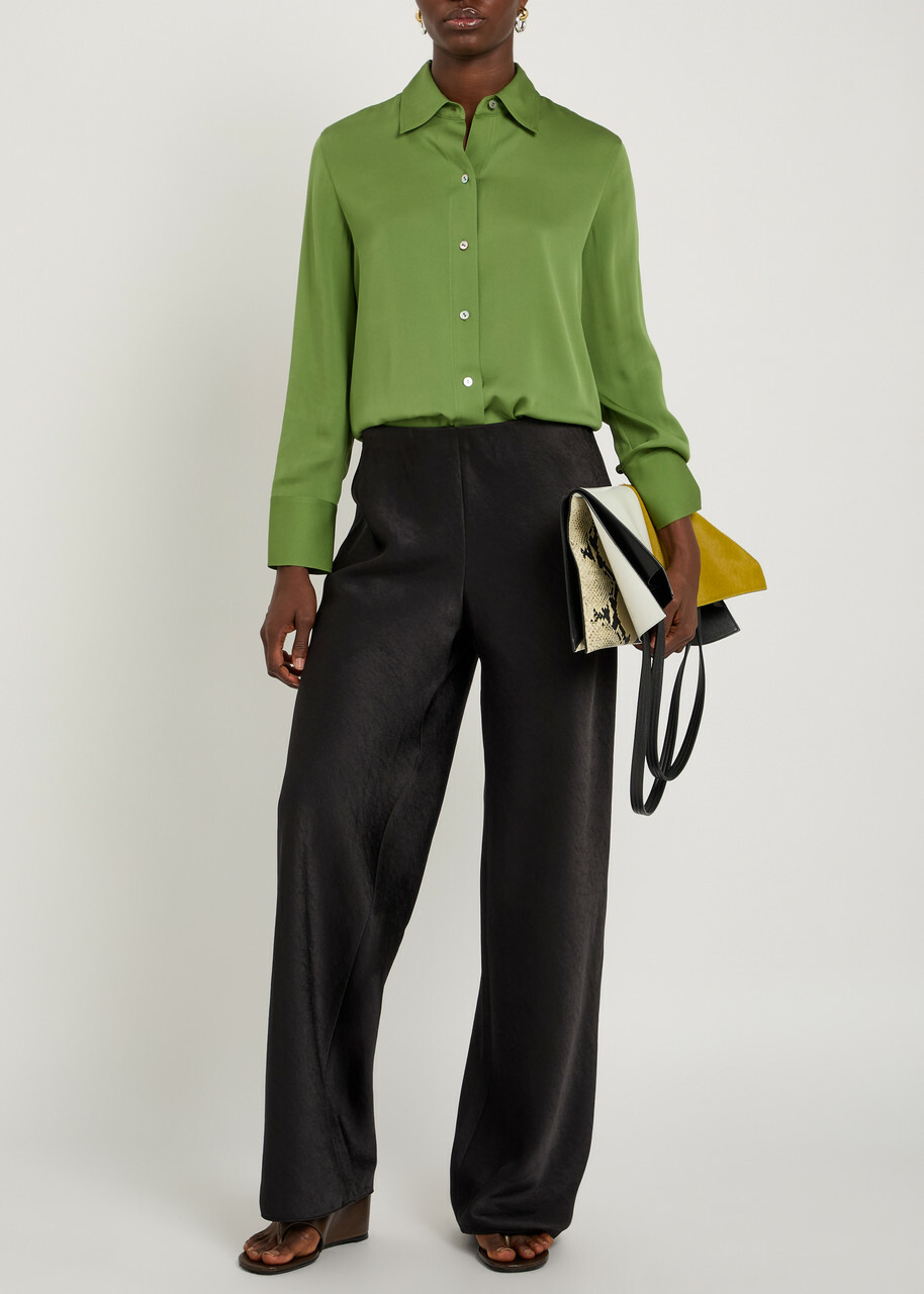 Vince Wide-leg Satin Trousers Black