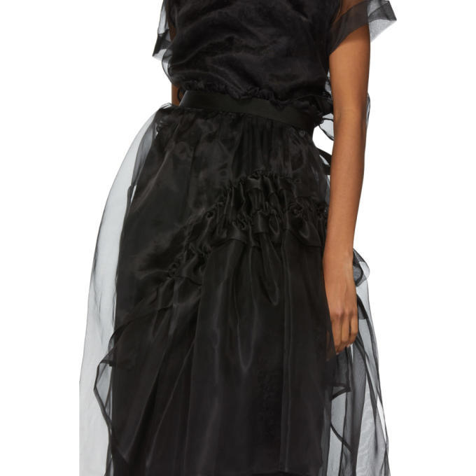 Chika Kisada Black Silk Tulle Gathered Skirt
