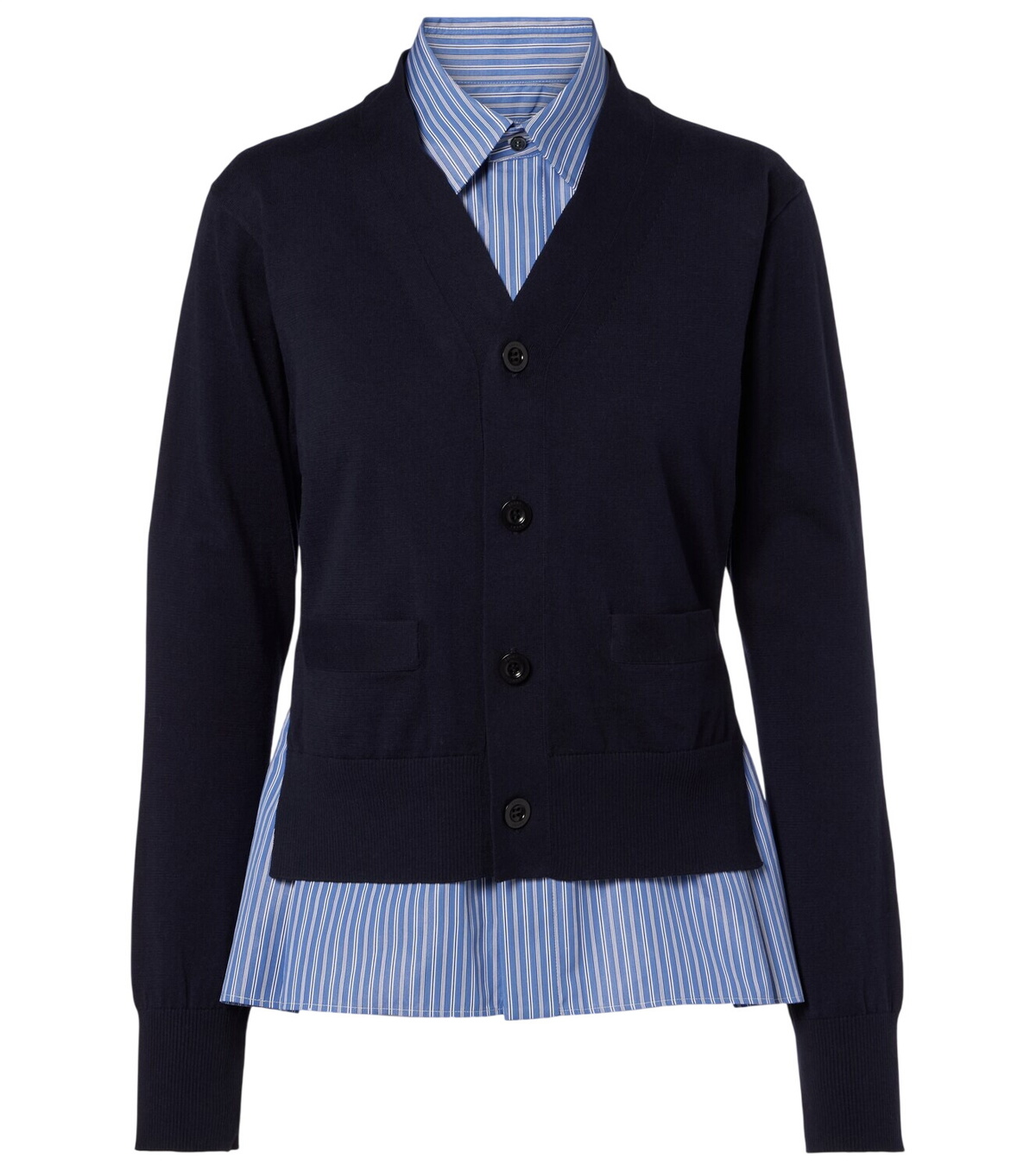 sacai Black Nylon Twill x Knit Cardigan Sacai