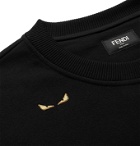 Fendi - Peekaboo Embroidered Cotton-Jersey Sweatshirt - Black
