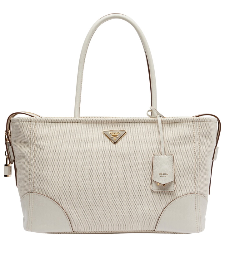 Photo: Prada Large leather-trimmed tote bag