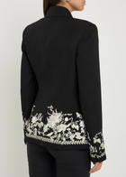 Erdem Floral-embroidered Wool Blazer Black