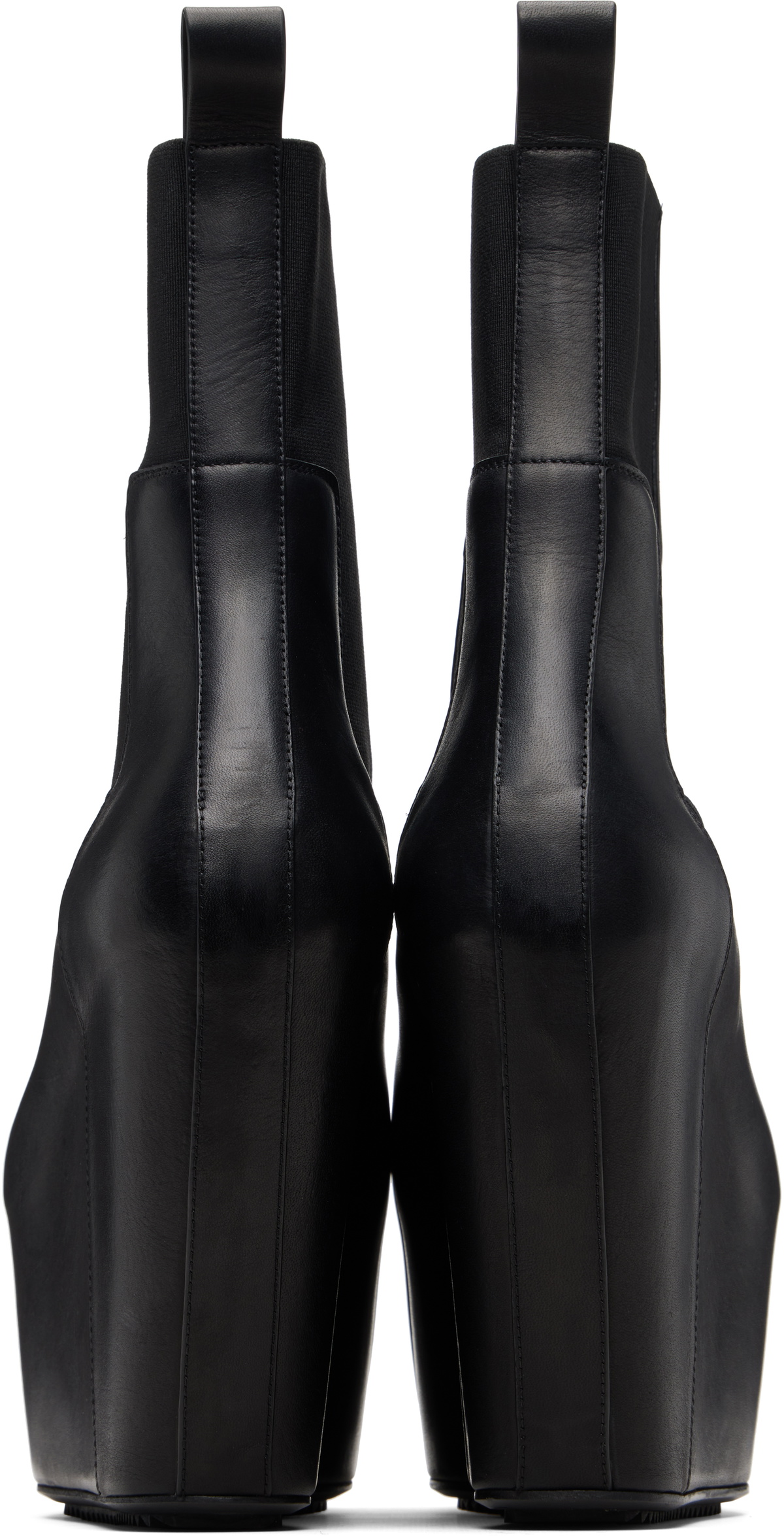 Rick Owens Black Temple Grilled Wedge Beatle Chelsea Boots