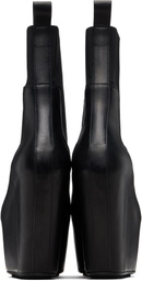 Rick Owens Black Temple Grilled Wedge Beatle Chelsea Boots