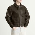 Deadwood Men's Wingman Leather Bomber Jacket in Brown