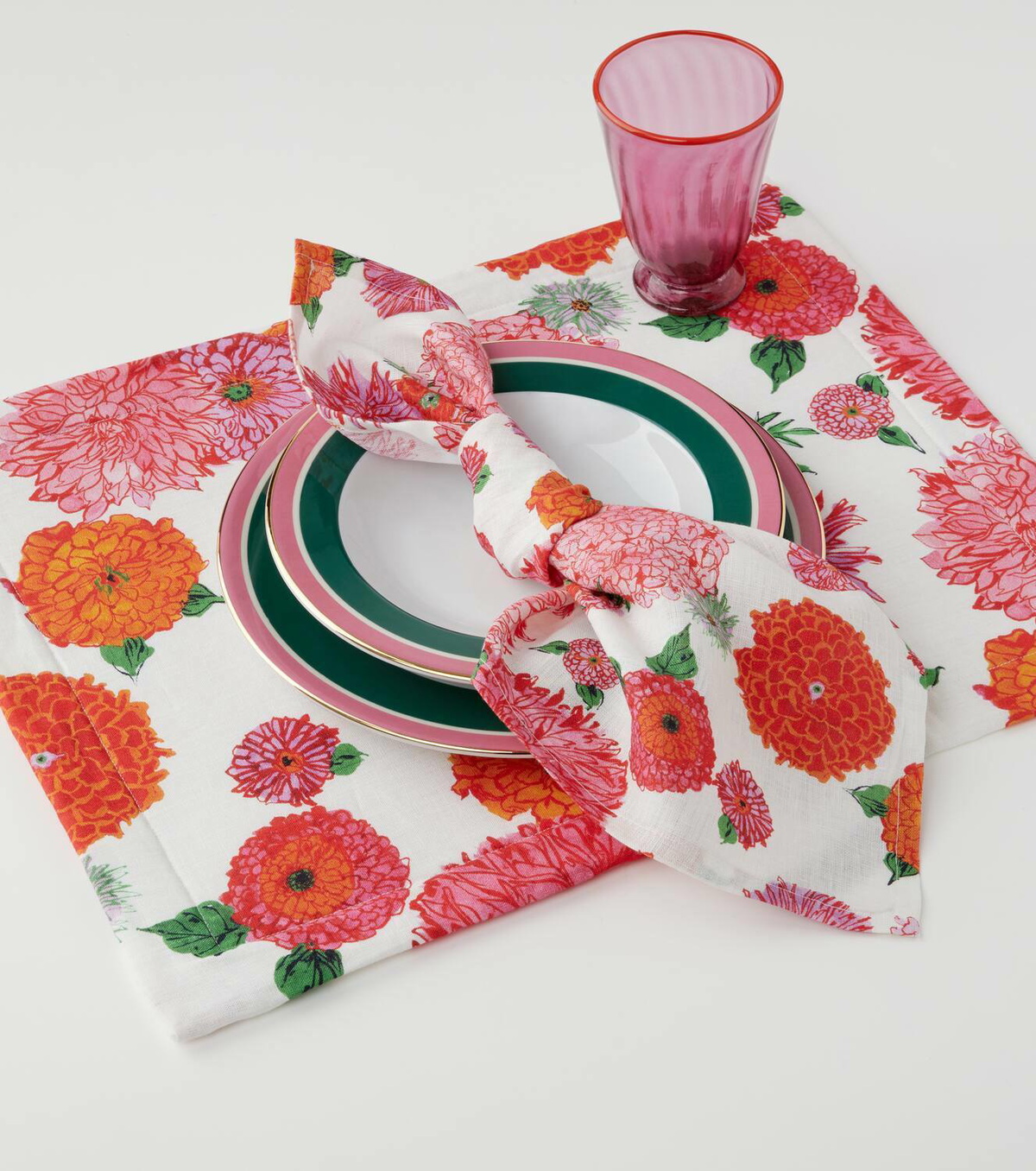 La DoubleJ Bright Blooms Large set of 2 napkins