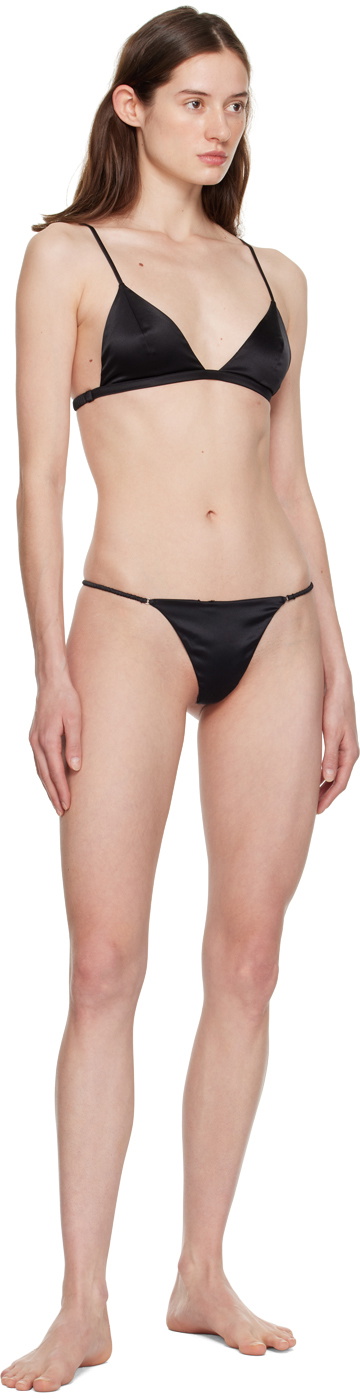 Fleur du Mal Black Luxe V-String Thong Fleur du Mal