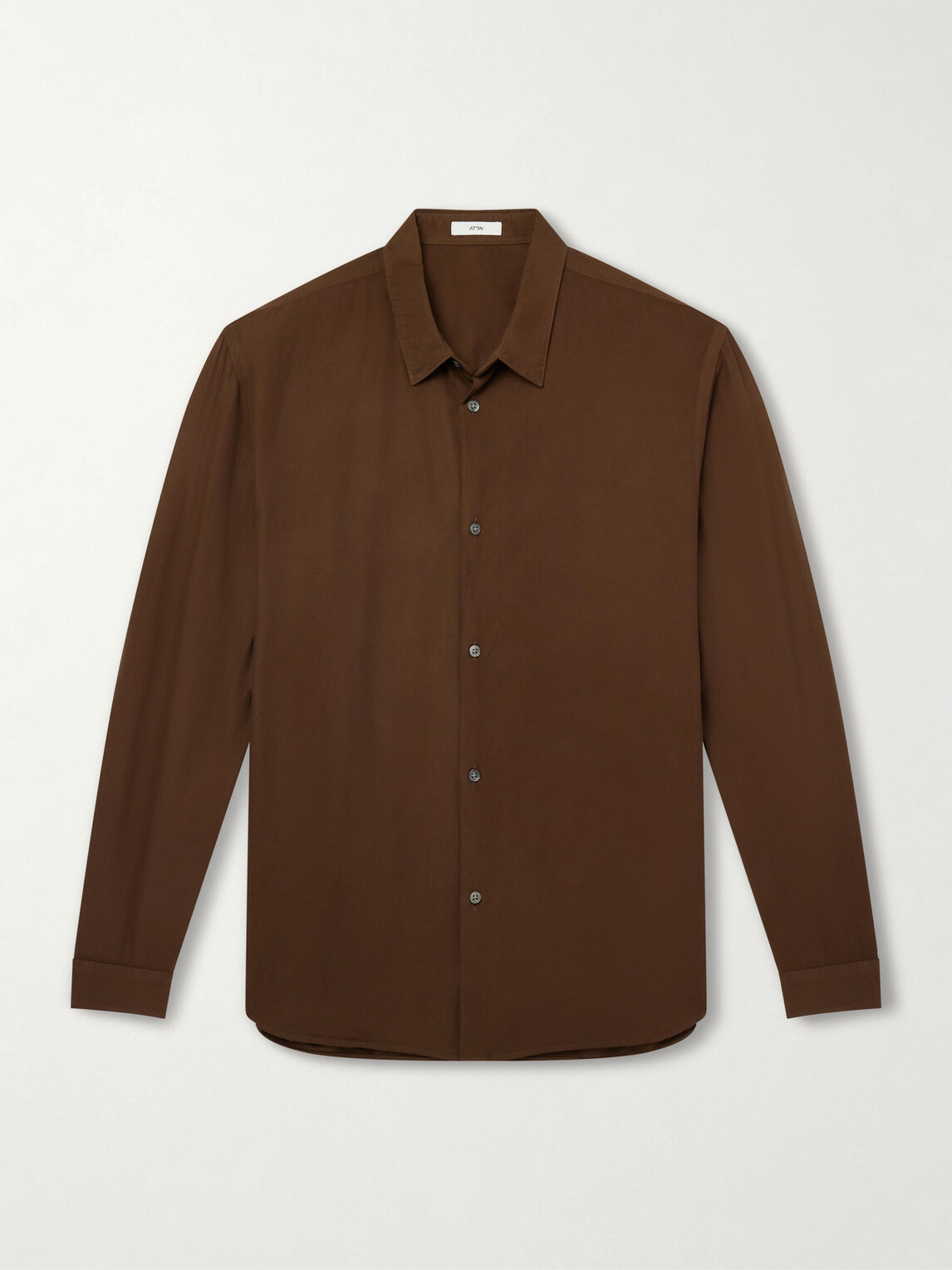 ATON - Cotton and Silk-Blend Shirt - Brown