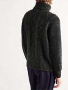 Inis Meáin - Cable-Knit Donegal Merino Wool and Cashmere-Blend Rollneck Sweater - Black