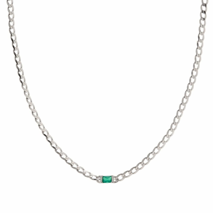 Photo: Miansai Men's Lyra Agate Chain Necklace in Green/Silver