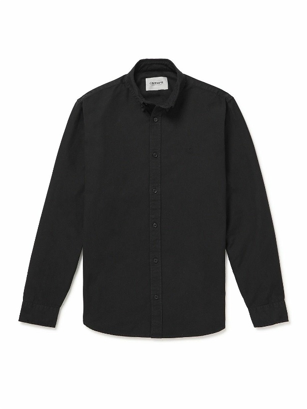 Photo: Carhartt WIP - Bolton Button-Down Collar Logo-Embroidered Cotton Oxford Shirt - Black