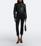 Gucci Cropped leather bomber jacket
