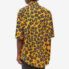 Versace Men's Short Sleeve Animal Print Shirt in Orange